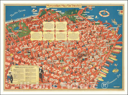 Historic Map : Merrymaker's San Francisco -- AÂ Pilot for Pixilated Philanderers with a Penchant for Getting Pickled?, 1940, Vintage Wall Art