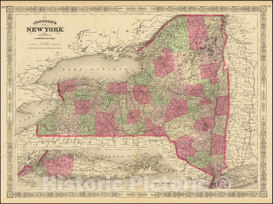 Historic Map : Johnson's New York, 1865, Vintage Wall Art