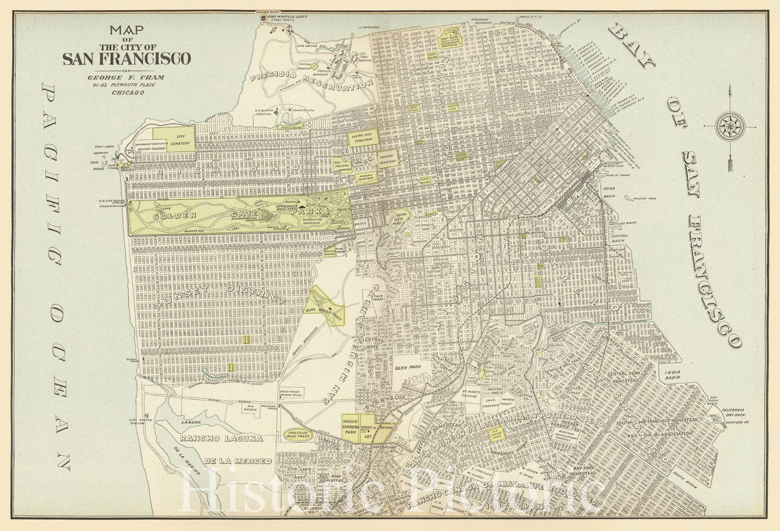 Historic Map : City of San Francisco, 1892, Vintage Wall Art