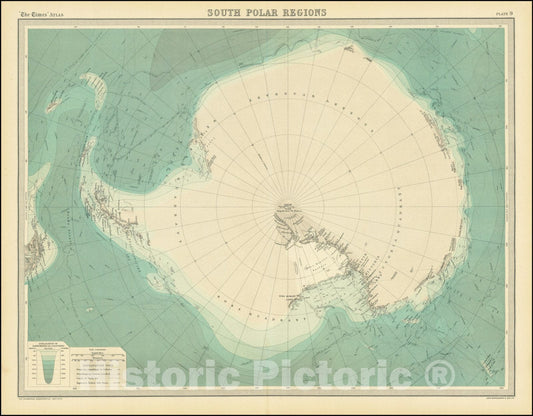 Historic Map : South Polar Regions, 1922, Vintage Wall Art