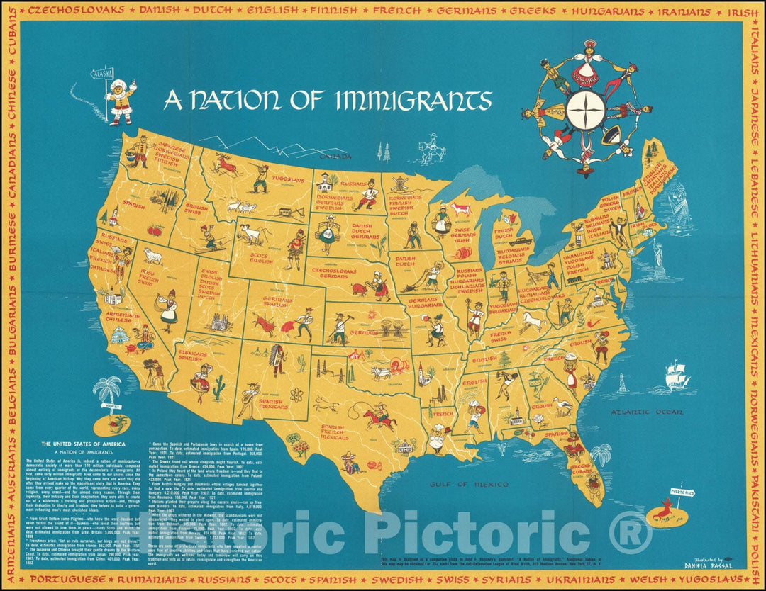 Historic Map : A Nation of Immigrants, 1959 v2, Vintage Wall Art