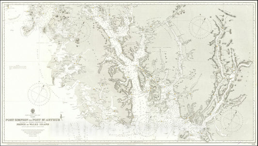 Historic Map : Port Simpson To Port McArthur including the Inner Channels and Prince of Wales Island from the Latest United States and British Surveys, 1907,1896 (1910), Vintage Wall Art