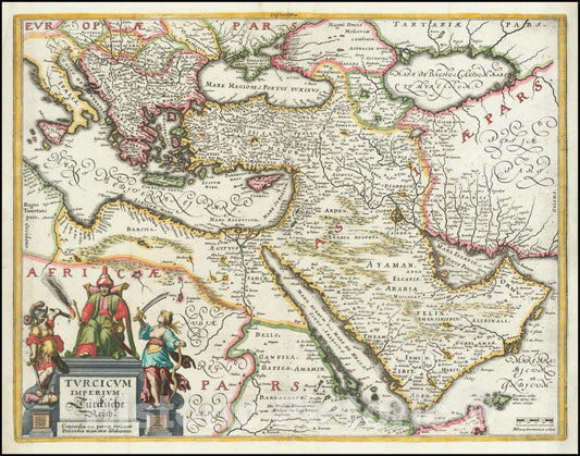 Historic Map : Turcicum Imperium.Turckiche Reich.Concordia res parvae crescunt Discordia maximae dilabuntur , 1636 v2, Vintage Wall Art