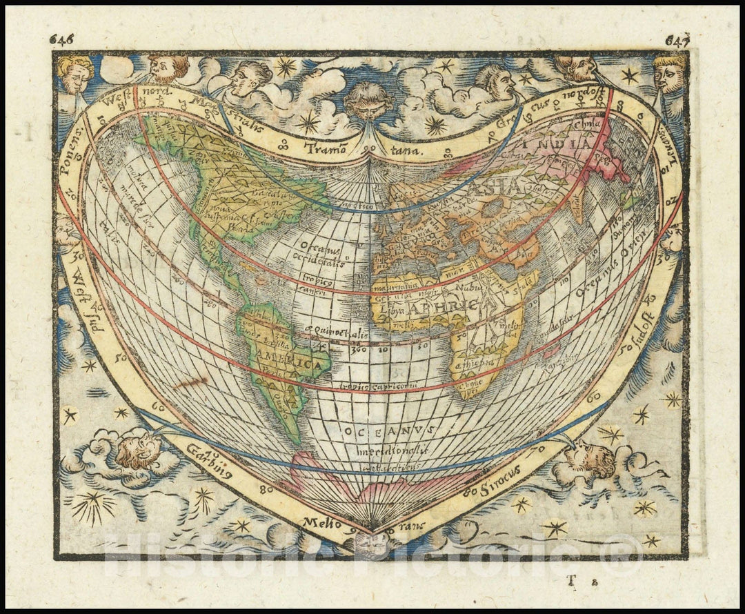 Historic Map : Orbis Universalis Descriptio, & Hibernia, 1561, Vintage Wall Art