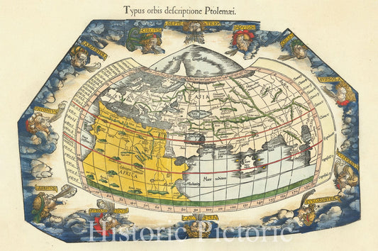 Historic Map : Typus orbis descriptione Ptolemaei,1522 (1541), Vintage Wall Art