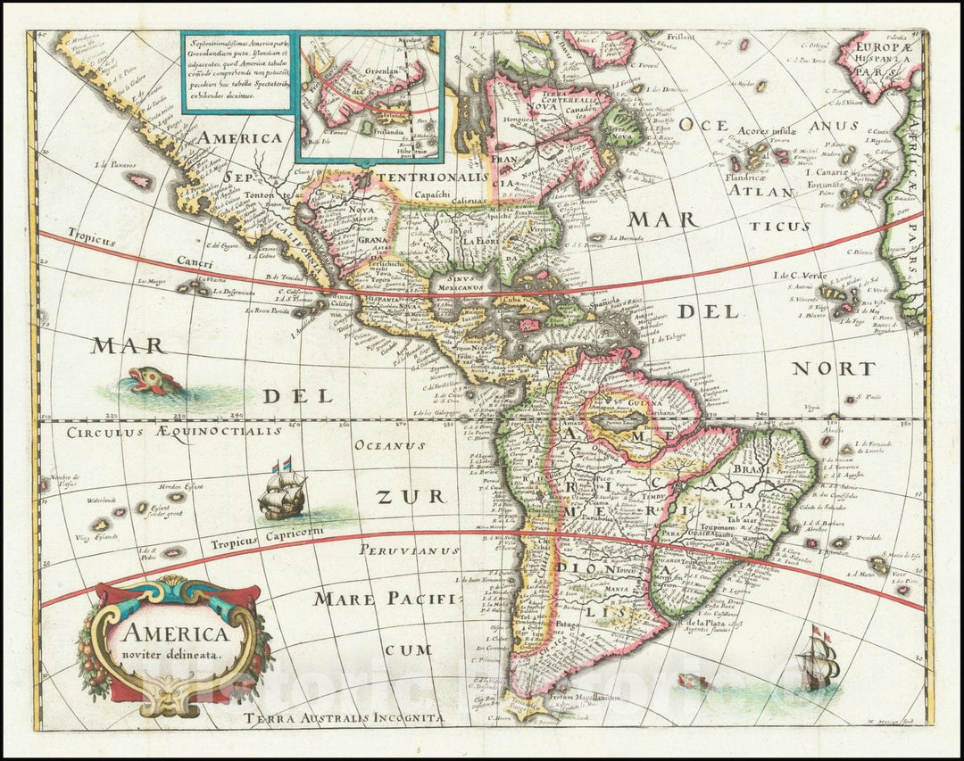 Historic Map : America noviter delineata, 1638, Vintage Wall Art