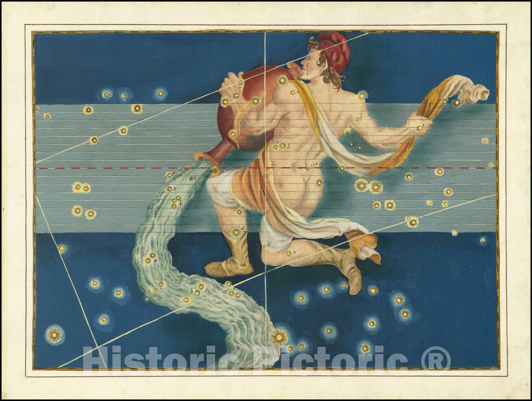 Historic Map :  Aquarius, 1603, Vintage Wall Art