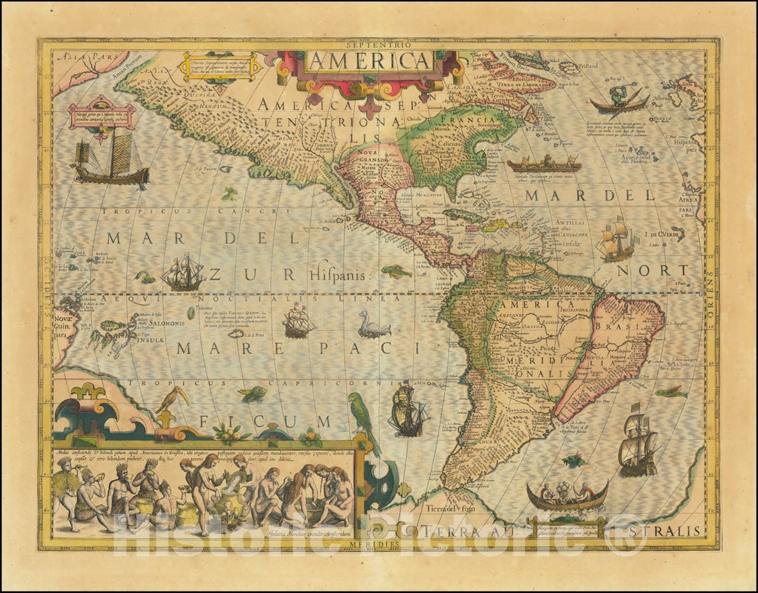 Historic Map : America, 1606, Vintage Wall Art