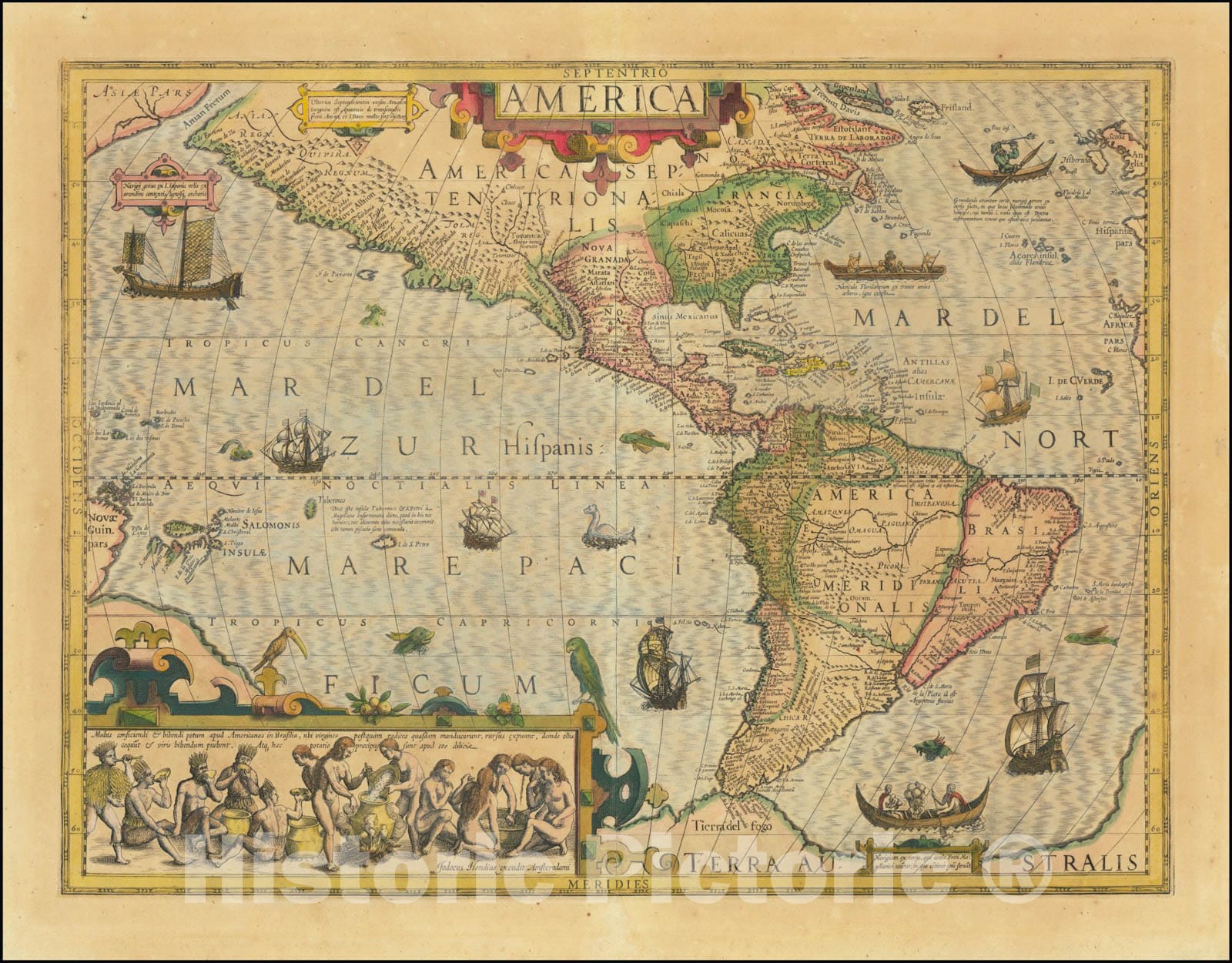 Historic Map : America, 1606, Vintage Wall Art