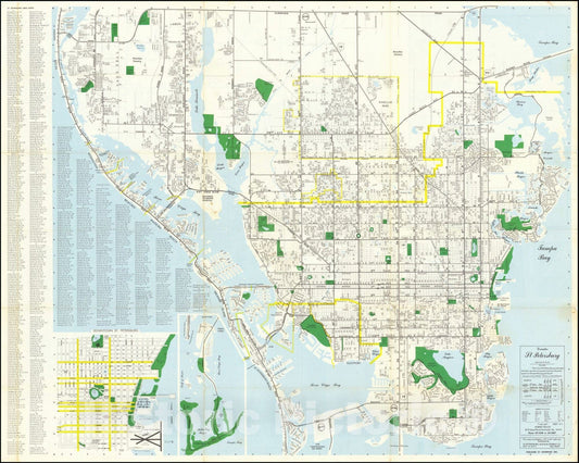 Historic Map : Pinellas County Greater St. Petersburg Clearwater, 1967, Vintage Wall Art