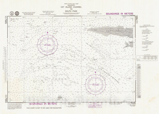 Historic Nautical Map - Cat Island Channel To South Pass, MS, 1979 NOAA Chart - Vintage Wall Art