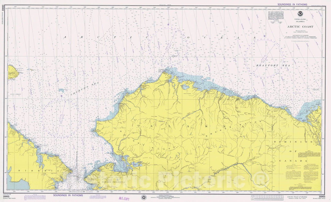 Historic Nautical Map - Arctic Coast, AK, 1975 NOAA Chart - Vintage Wall Art