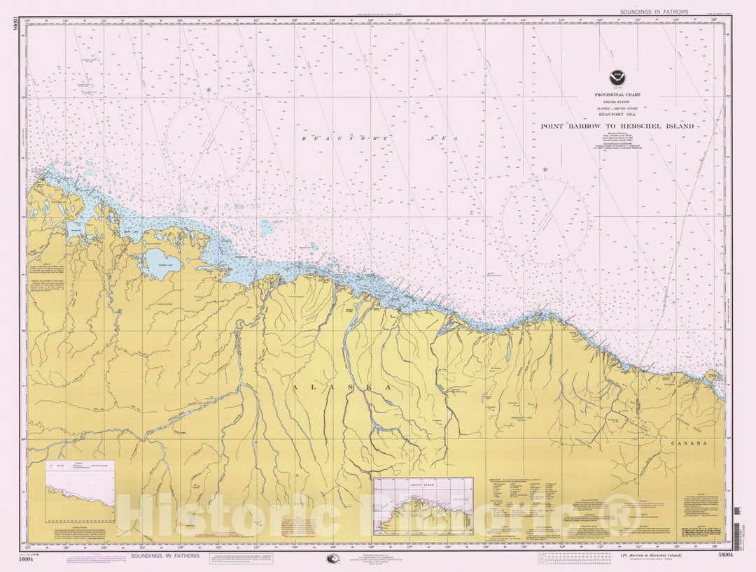 Historic Nautical Map - Pt Barrow To Herschel Island, AK, 1998 NOAA Chart - Vintage Wall Art