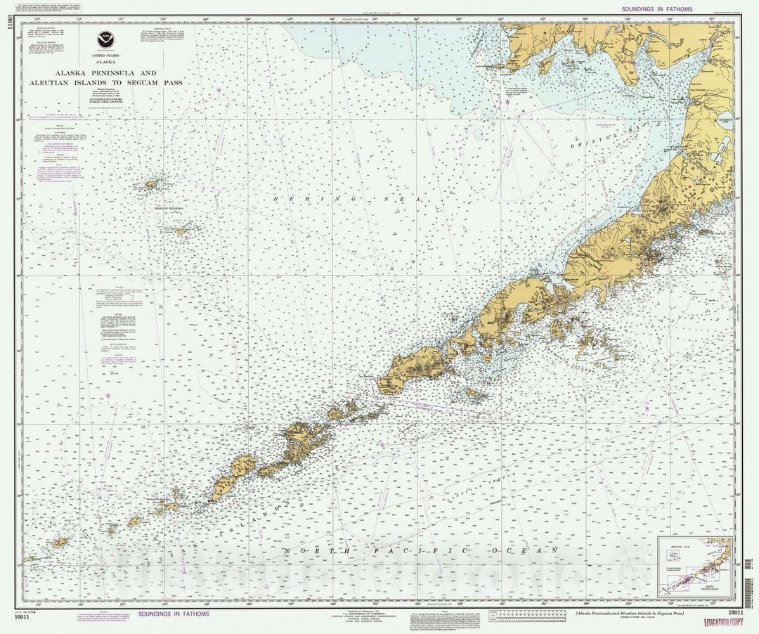 Historic Nautical Map - Alaska Peninsula And Aleutian Islands To Seguam Pass, AK, 1994 NOAA Chart - Vintage Wall Art
