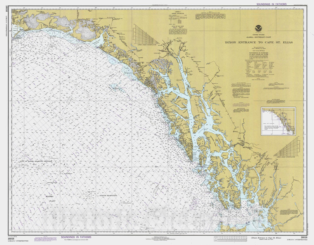Historic Nautical Map - Dixon Entrance To Cape St Elias, AK, 1981 NOAA Chart - Vintage Wall Art