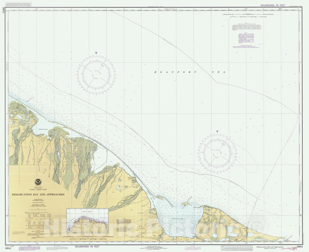 Historic Nautical Map - Demarcation Bay And Approaches, AK, 1985 NOAA Chart - Vintage Wall Art