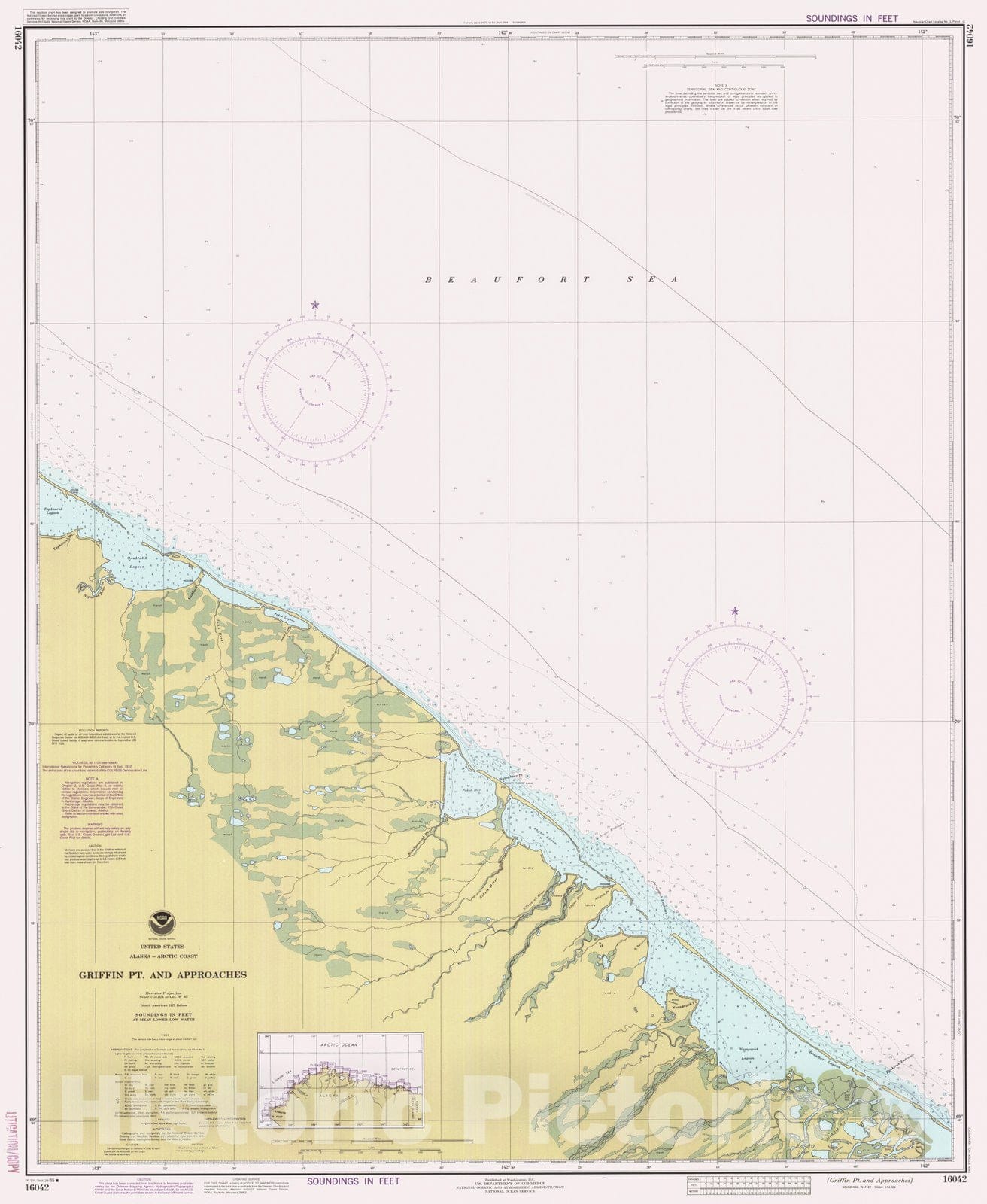 Historic Nautical Map - Griffin Pt And Approaches, AK, 1985 NOAA Chart - Vintage Wall Art