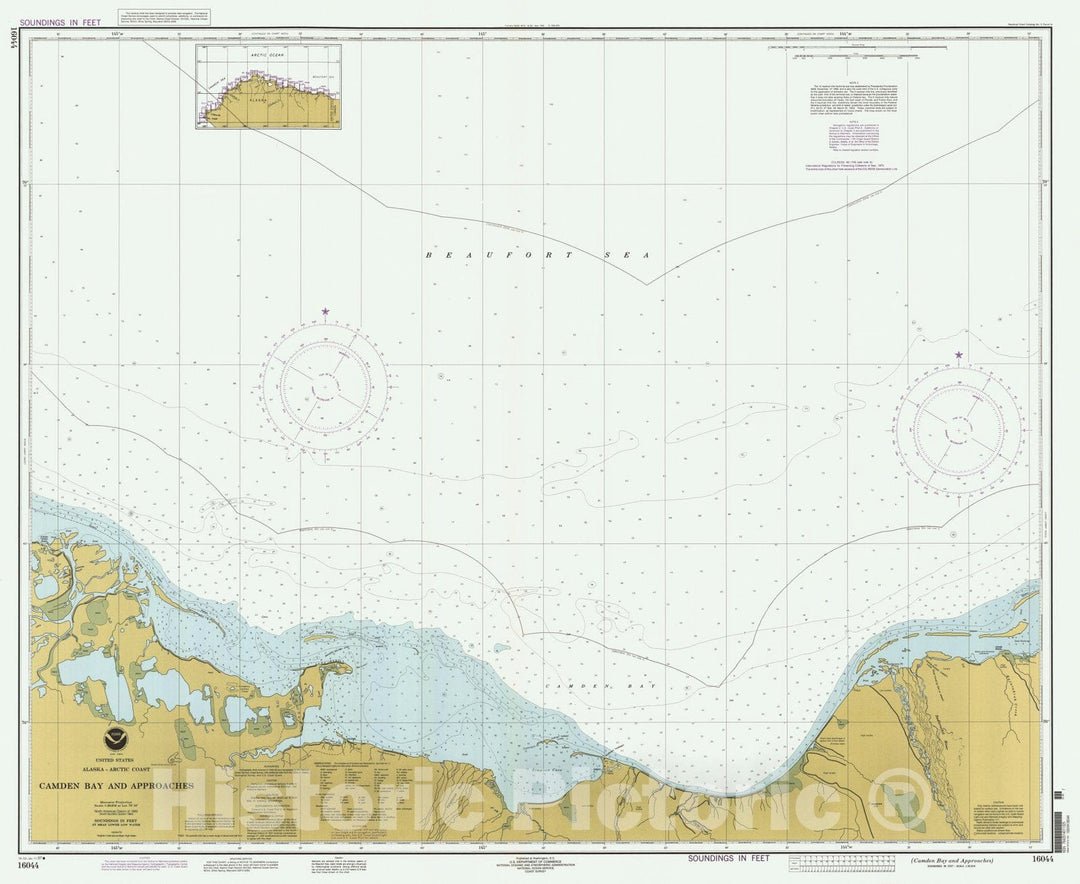 Historic Historic Nautical Map - Camden Bay And Approaches, AK, 1997 NOAA Chart - Antique Vintage Decor Poster Wall Art Reproduction
