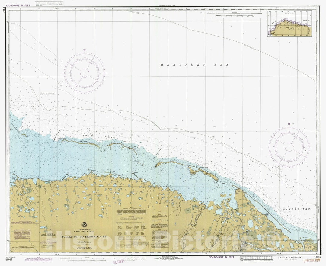 Historic Nautical Map - Bullen Pt To Brownlow Pt, AK, 1984 NOAA Chart - Vintage Wall Art