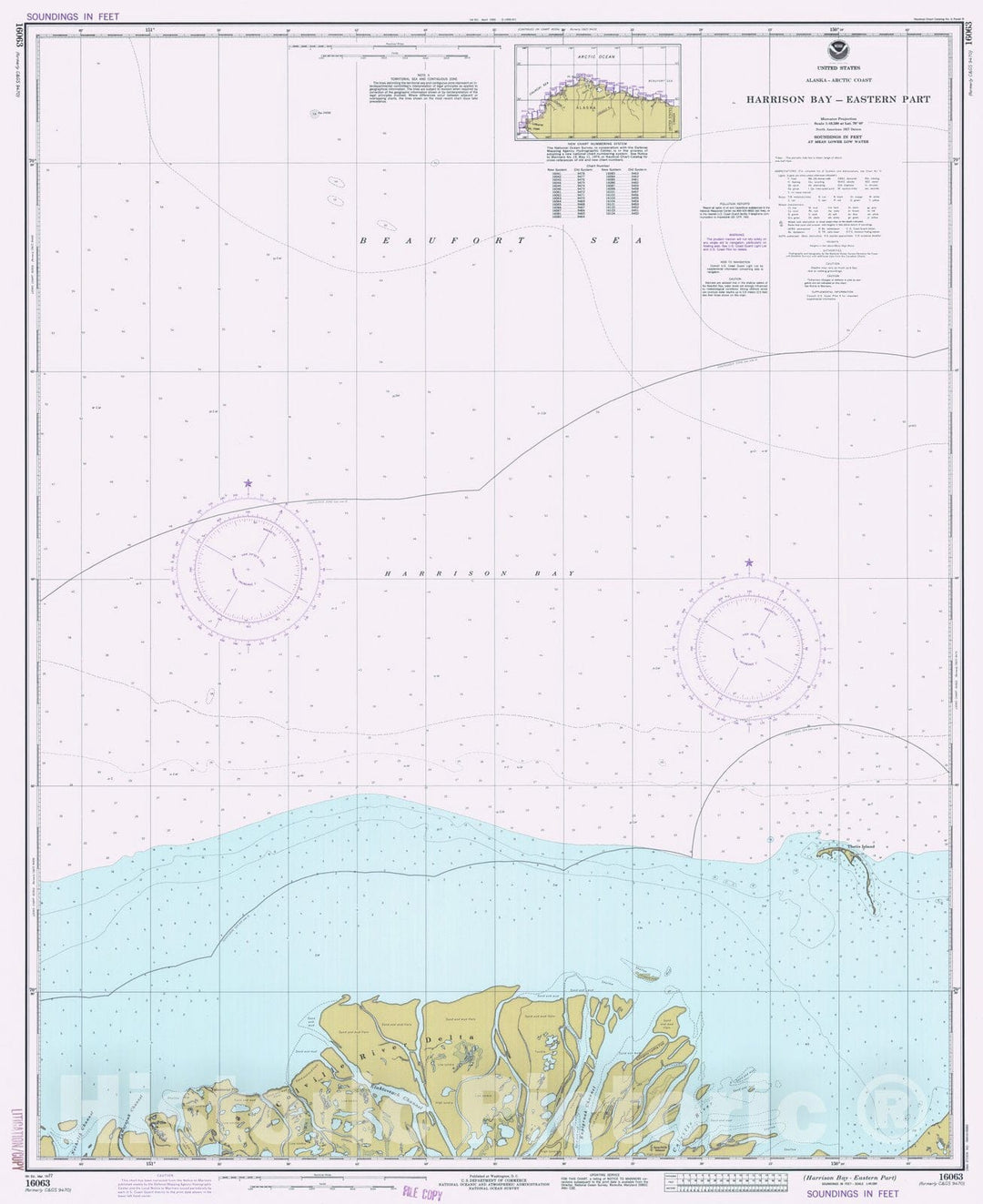 Historic Nautical Map - Harrison Bay-Eastern Part, AK, 1977 NOAA Chart - Vintage Wall Art