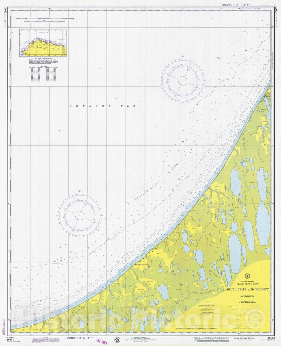 Historic Nautical Map - Skull Cliff And Vicinity, AK, 1974 NOAA Chart - Vintage Wall Art
