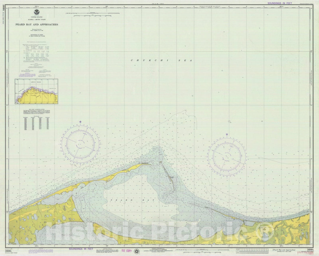 Historic Nautical Map - Peard Bay And Approaches, AK, 1975 NOAA Chart - Vintage Wall Art