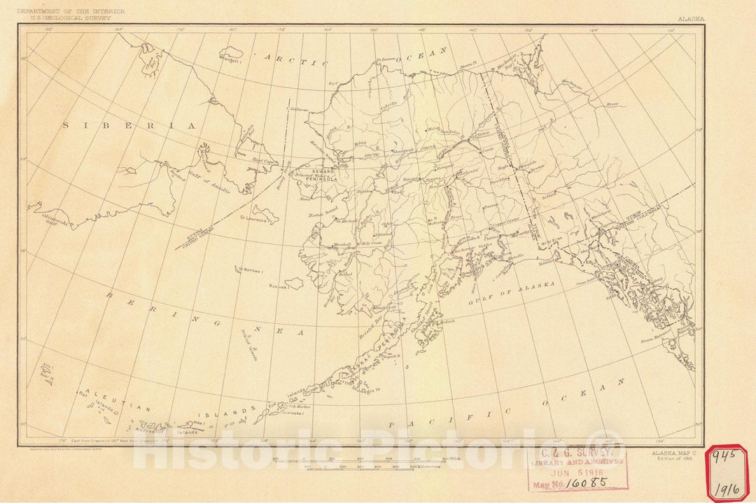 Historic Nautical Map - Alaska Map C, AK, 1916 NOAA Chart - Vintage Wall Art