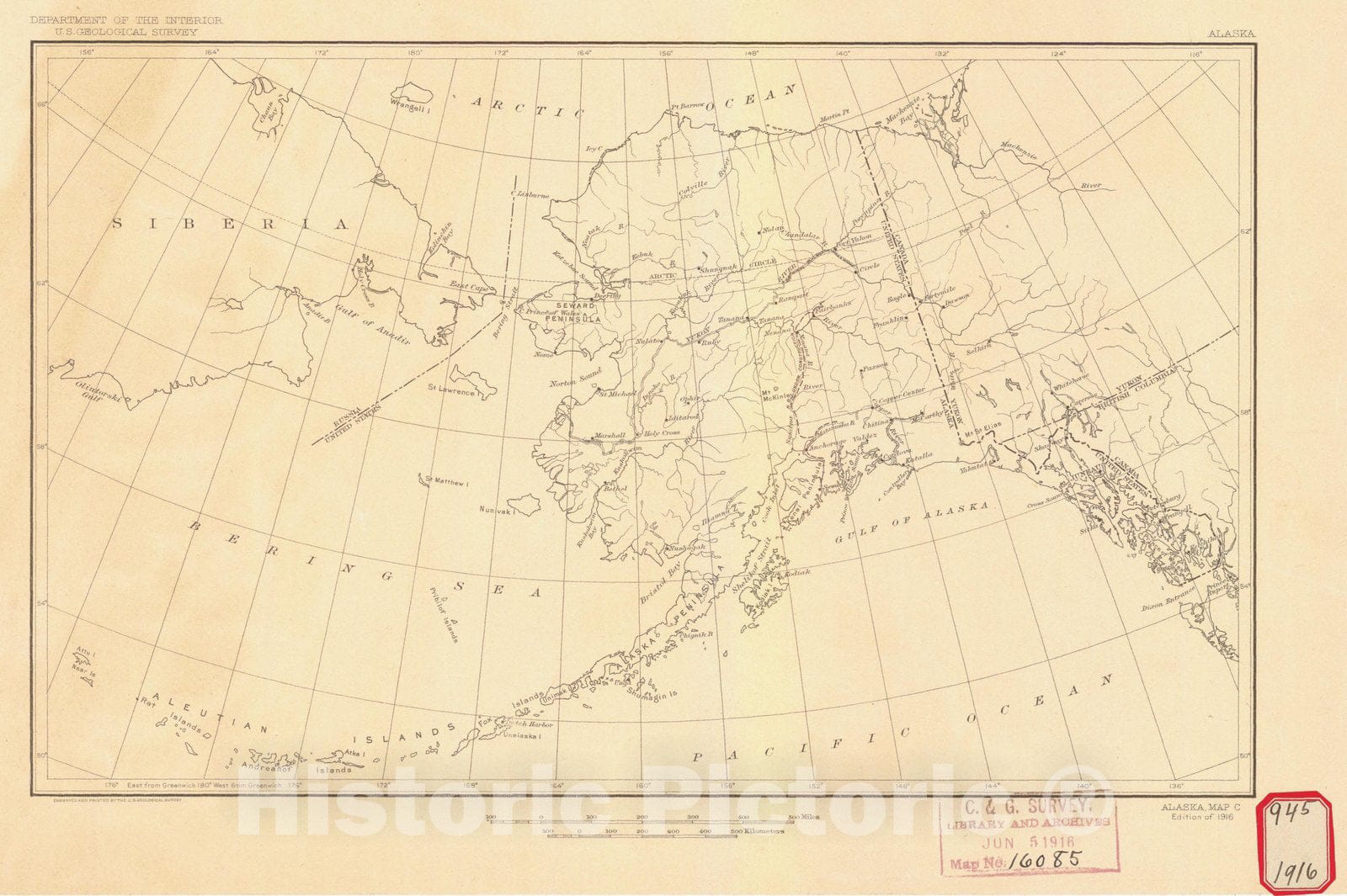 Historic Nautical Map - Alaska Map C, AK, 1916 NOAA Chart - Vintage Wall Art