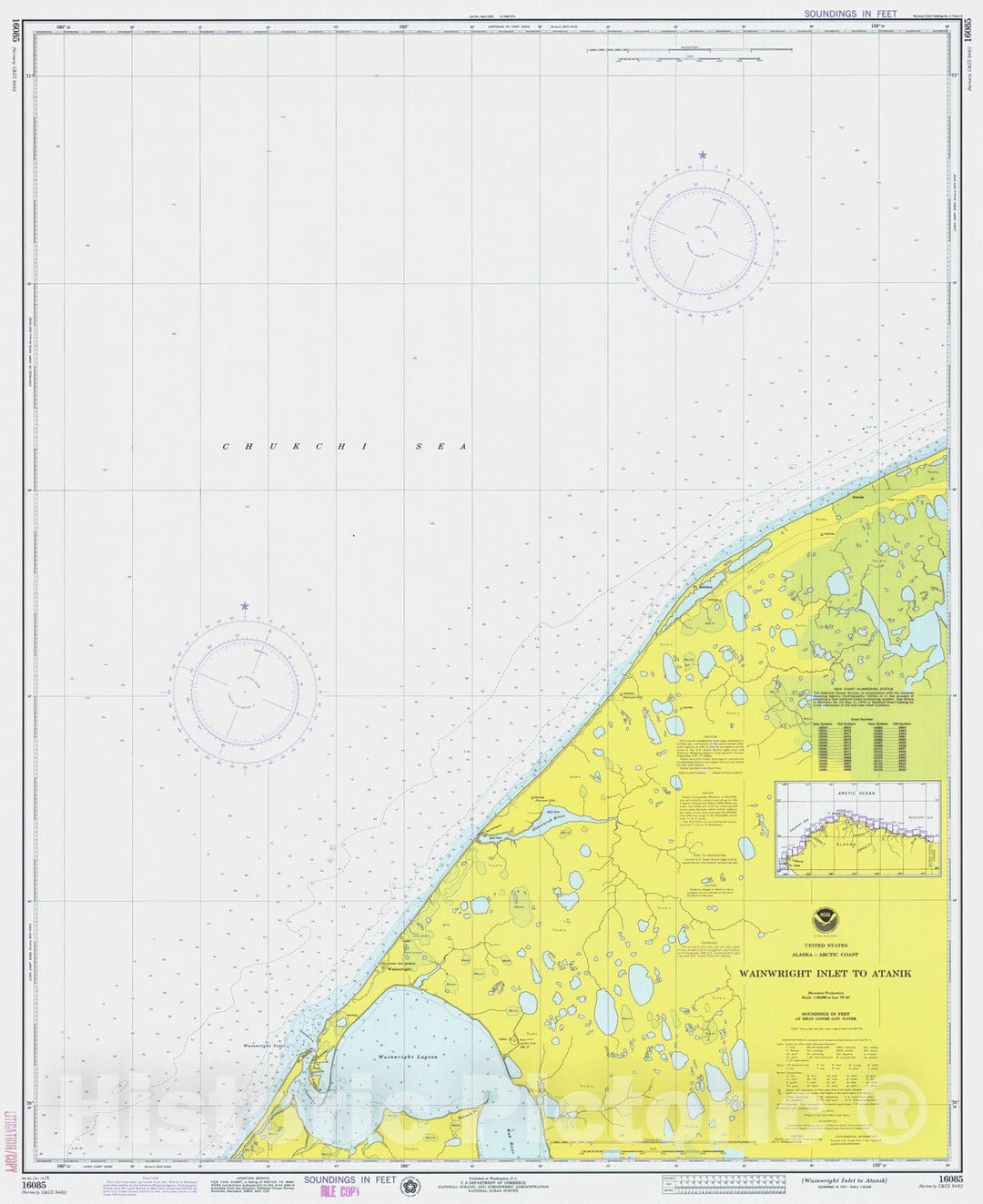 Historic Nautical Map - Wainwright Inlet To Atanik, AK, 1974 NOAA Chart - Vintage Wall Art