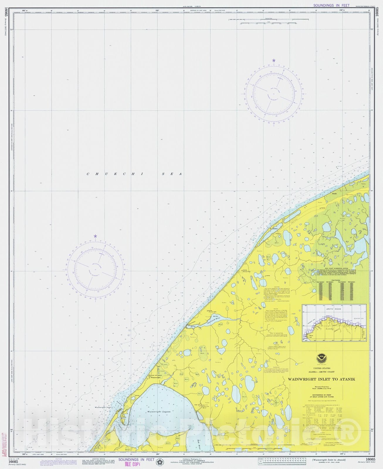 Historic Nautical Map - Wainwright Inlet To Atanik, AK, 1974 NOAA Chart - Vintage Wall Art