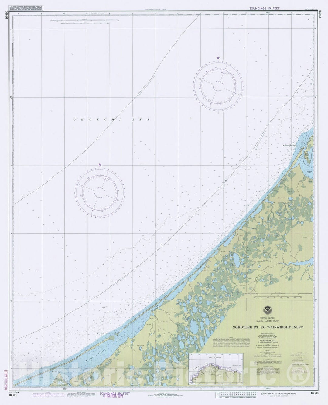 Historic Nautical Map - Nokotlek Pt To Wainwright Inlet, AK, 1990 NOAA Chart - Vintage Wall Art