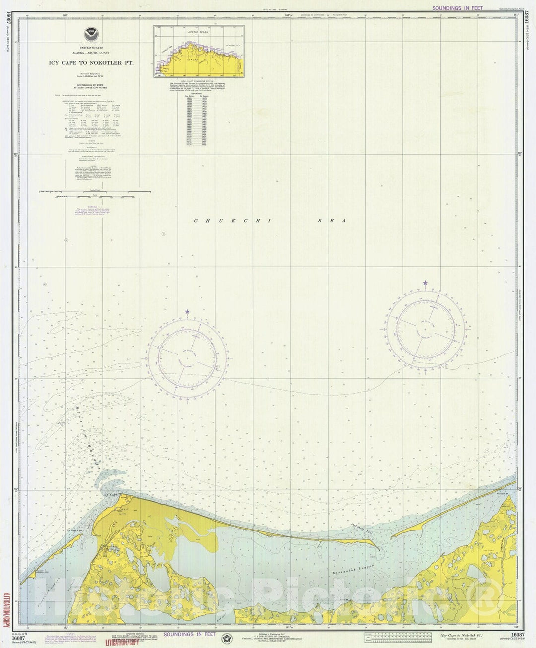 Historic Nautical Map - Icy Cape To Nokotlek Pt, AK, 1975 NOAA Chart - Vintage Wall Art