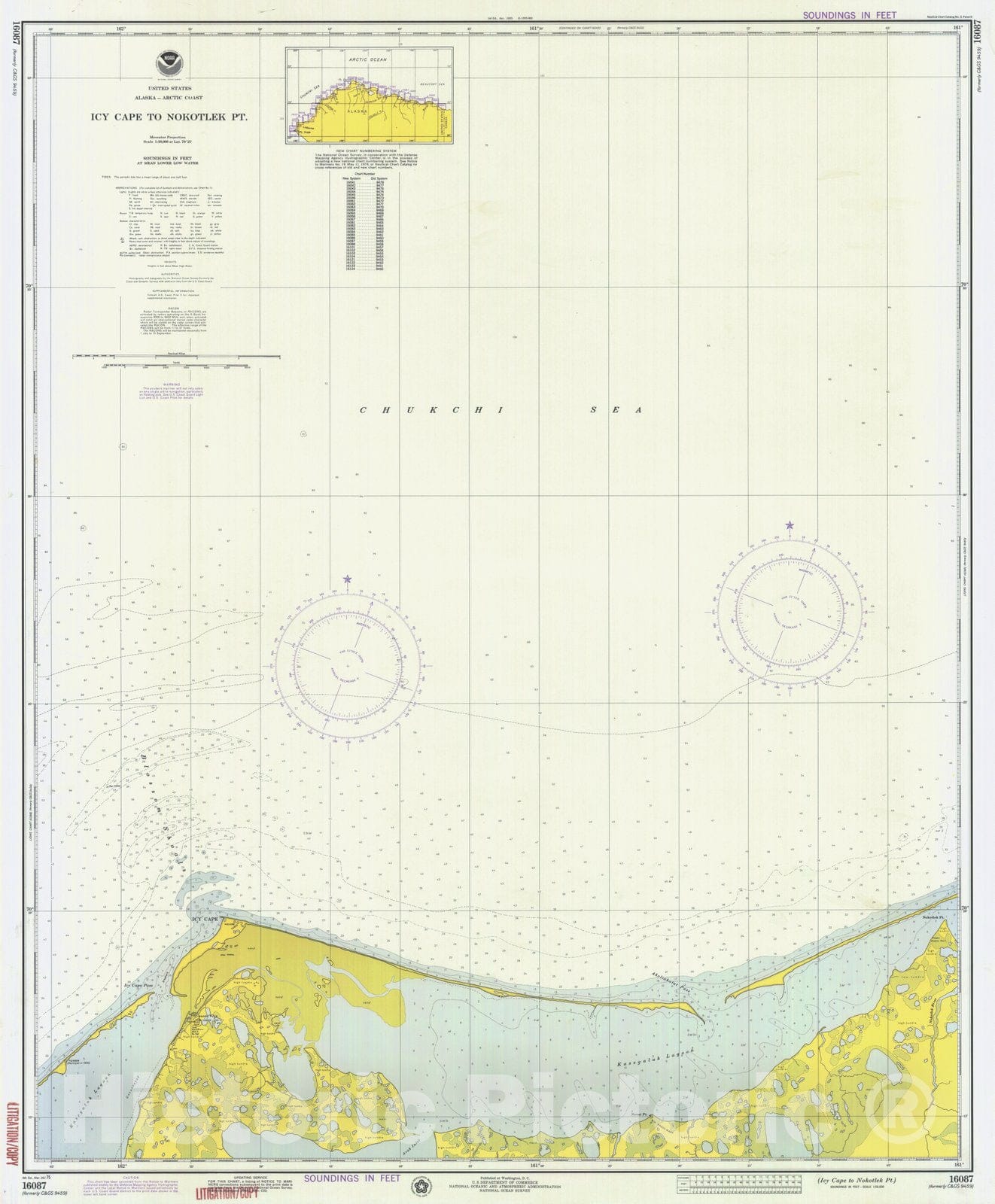 Historic Nautical Map - Icy Cape To Nokotlek Pt, AK, 1975 NOAA Chart - Vintage Wall Art