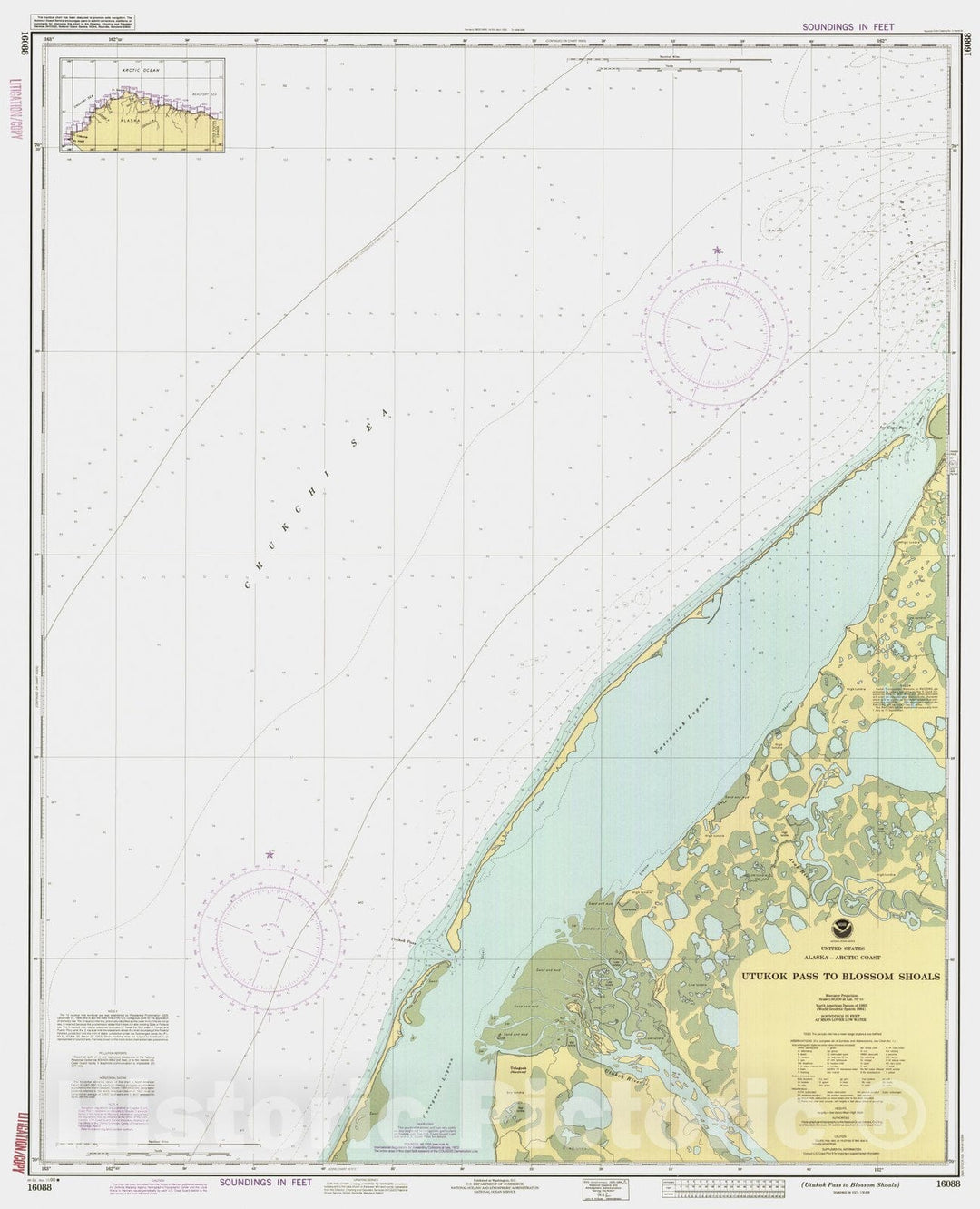 Historic Nautical Map - Utukok Pass To Blossom Shoals, AK, 1990 NOAA Chart - Vintage Wall Art