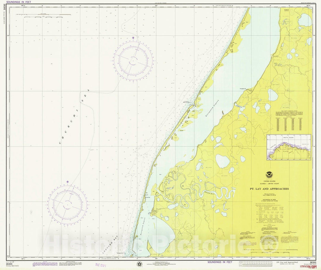 Historic Nautical Map - Pt Lay And Approaches, AK, 1976 NOAA Chart - Vintage Wall Art