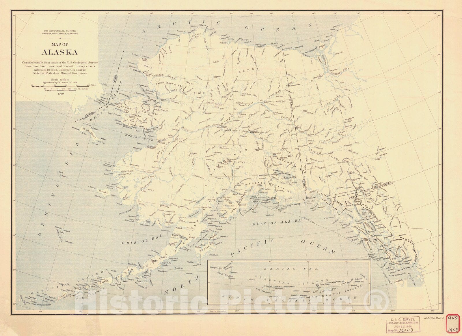 Historic Nautical Map - Map Of Alaska, AK, 1909 NOAA Chart - Vintage Wall Art