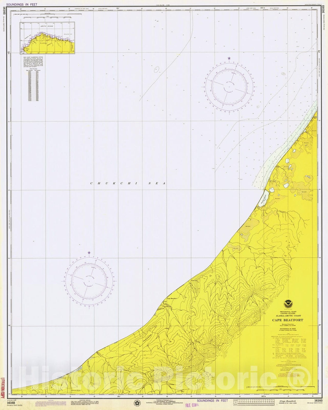 Historic Nautical Map - Cape Beaufort, AK, 1974 NOAA Chart - Vintage Wall Art
