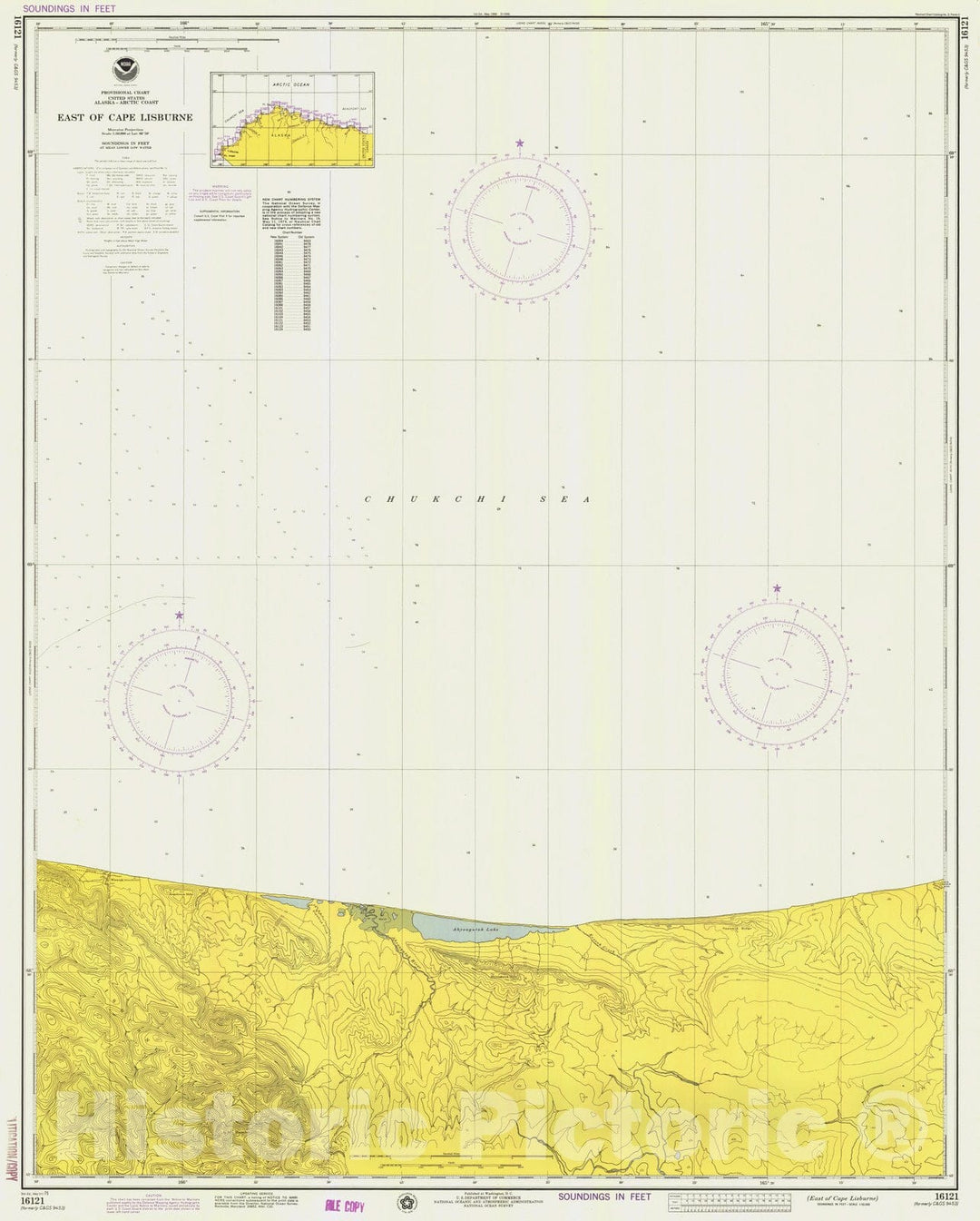 Historic Nautical Map - East Of Cape Lisburne, AK, 1975 NOAA Chart - Vintage Wall Art