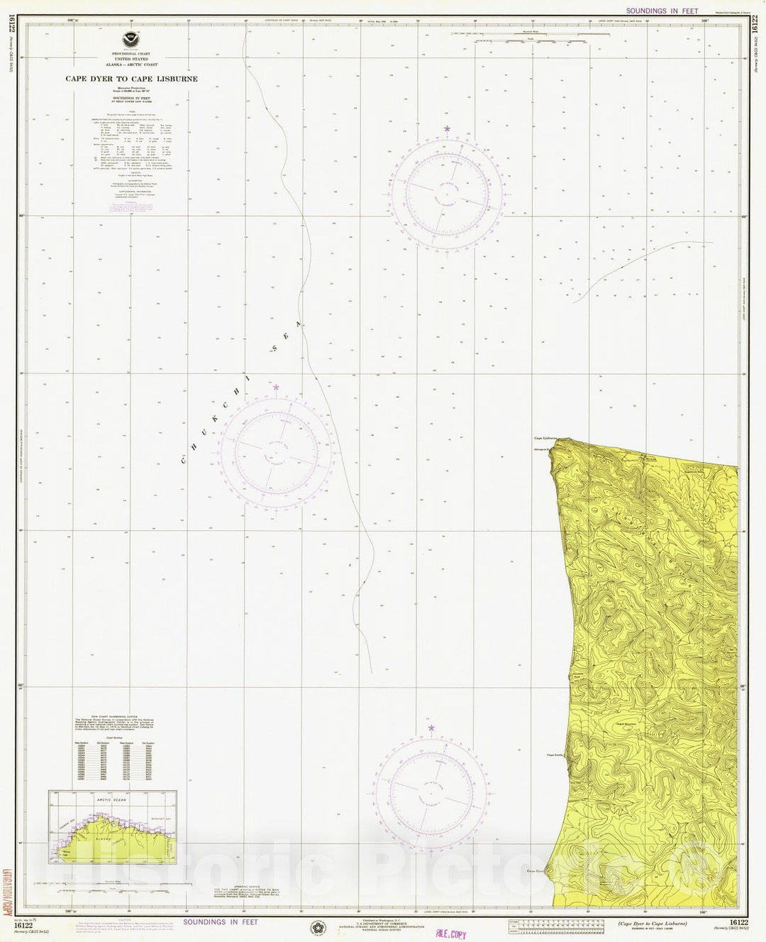 Historic Nautical Map - Cape Dyer To Cape Lisburne, AK, 1975 NOAA Chart - Vintage Wall Art