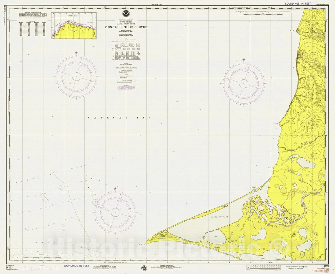 Historic Nautical Map - Point Hope To Cape Dyer, AK, 1975 NOAA Chart - Vintage Wall Art