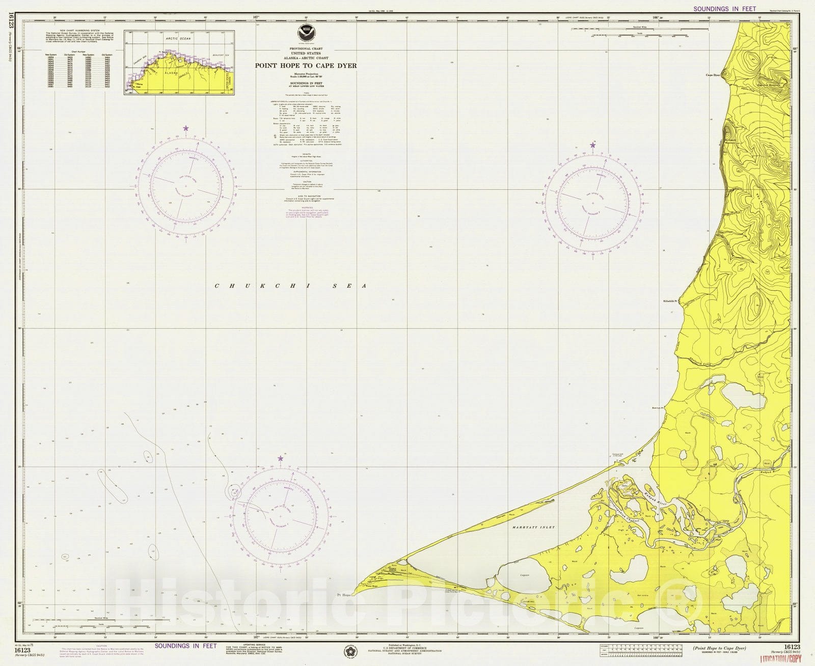 Historic Nautical Map - Point Hope To Cape Dyer, AK, 1975 NOAA Chart - Vintage Wall Art