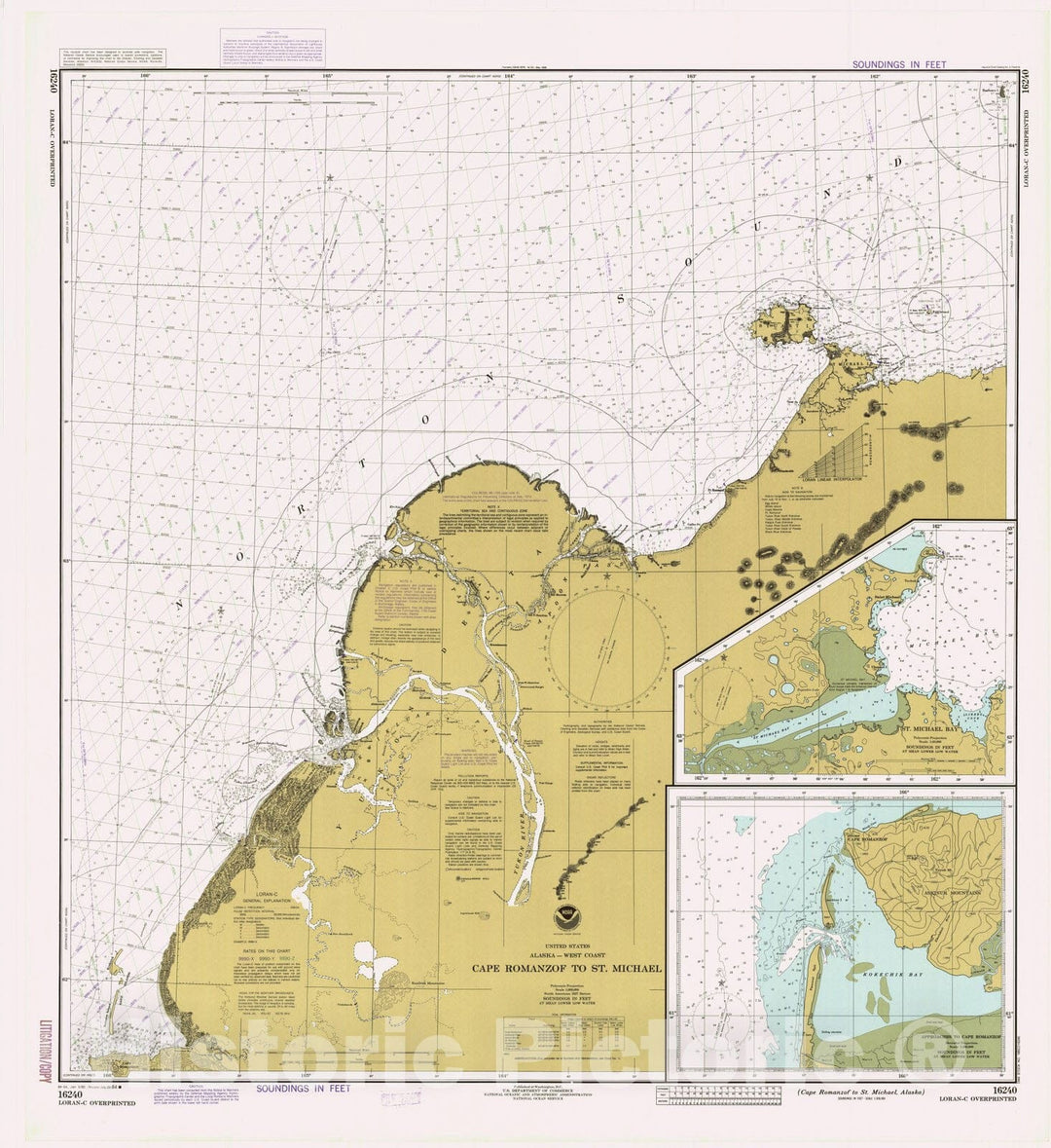 Historic Nautical Map - Cape Romanzof To St Michael, AK, 1984 NOAA Chart - Vintage Wall Art