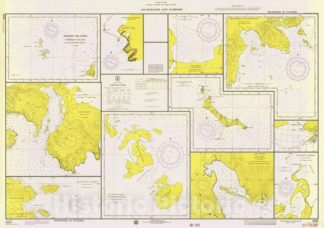 Historic Nautical Map - Anchorages And Harbors, AK, 1974 NOAA Chart - Vintage Wall Art