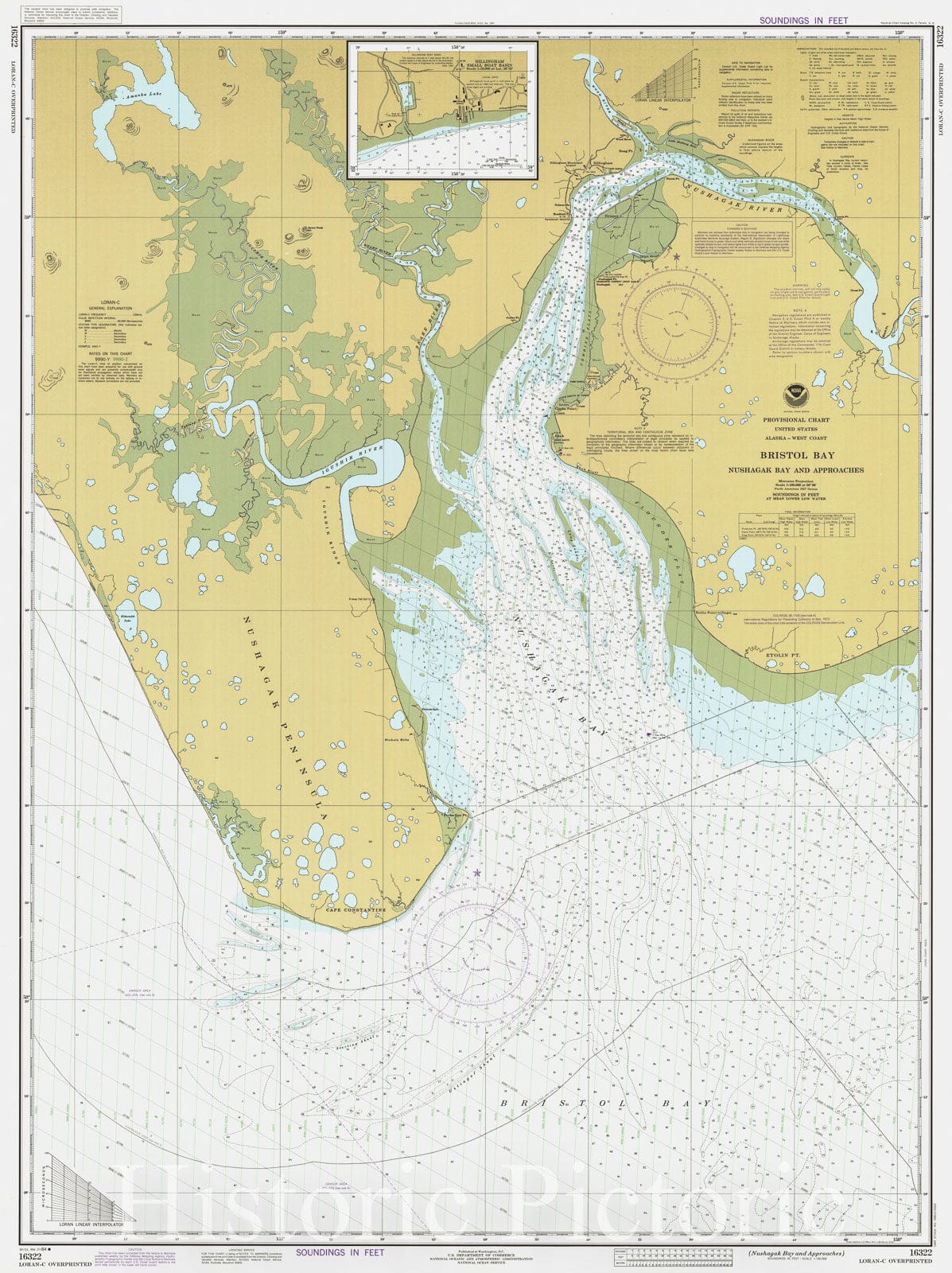 Historic Nautical Map - Nushagak Bay And Approaches, AK, 1984 NOAA Chart - Vintage Wall Art