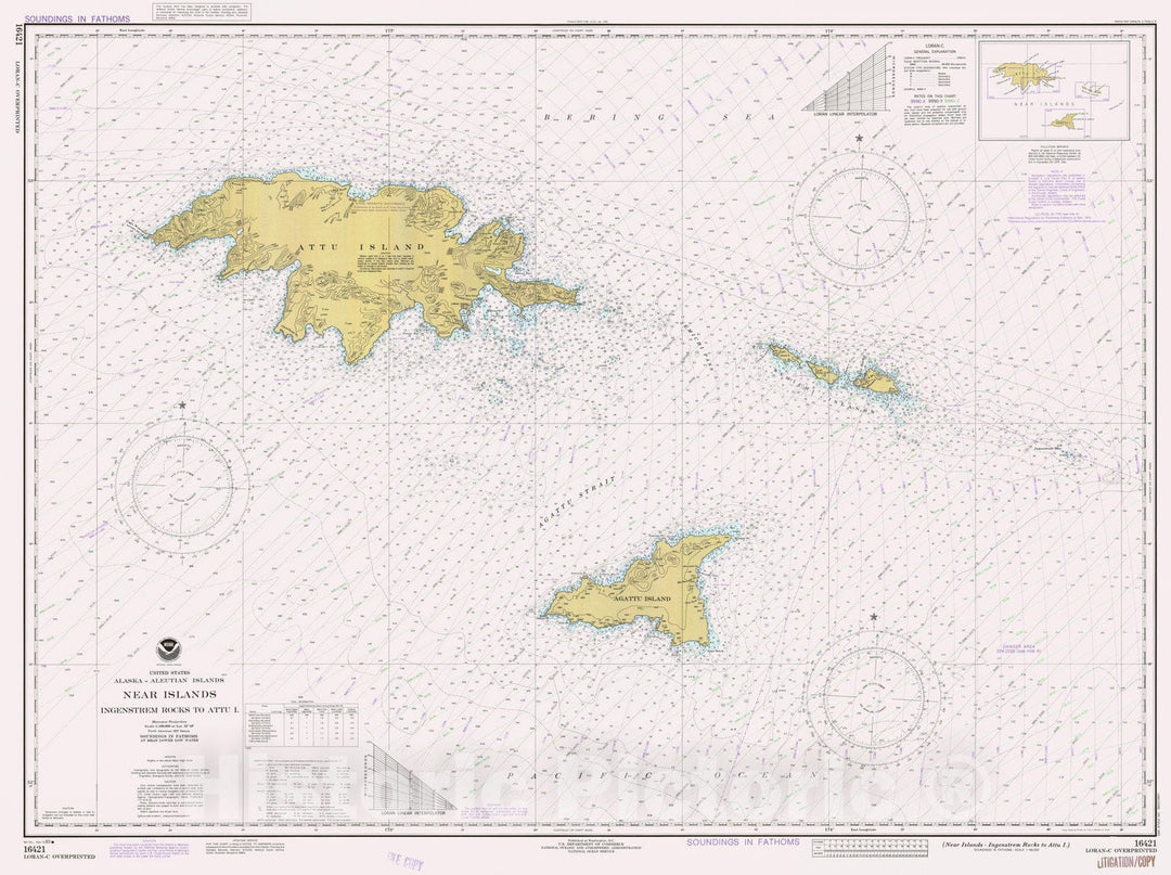 Historic Nautical Map - Near Islands - Ingenstrem Rocks To Attu I, AK, 1983 NOAA Chart - Vintage Wall Art