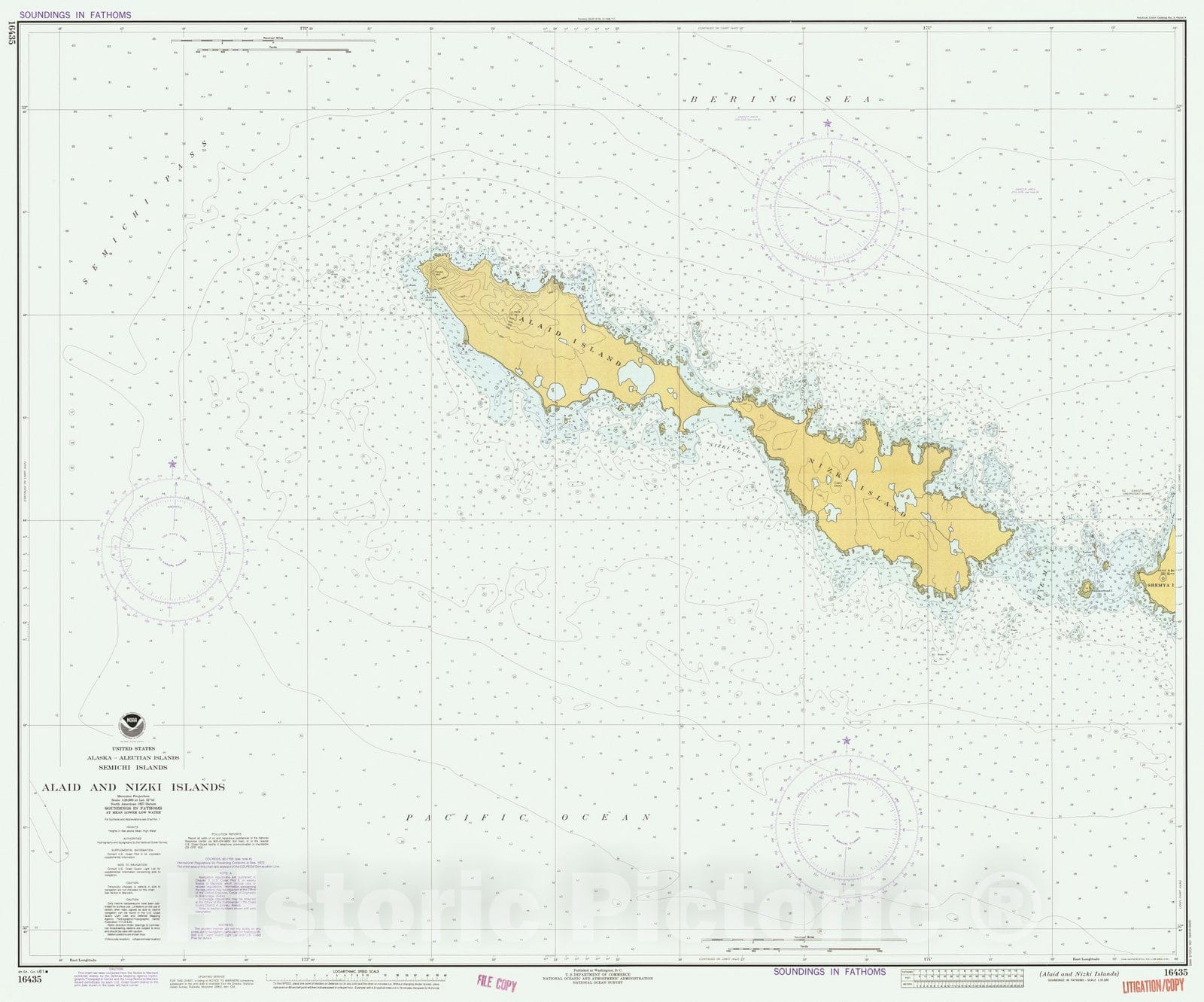 Historic Nautical Map - Alaid And Nizki Islands, AK, 1981 NOAA Chart - Vintage Wall Art