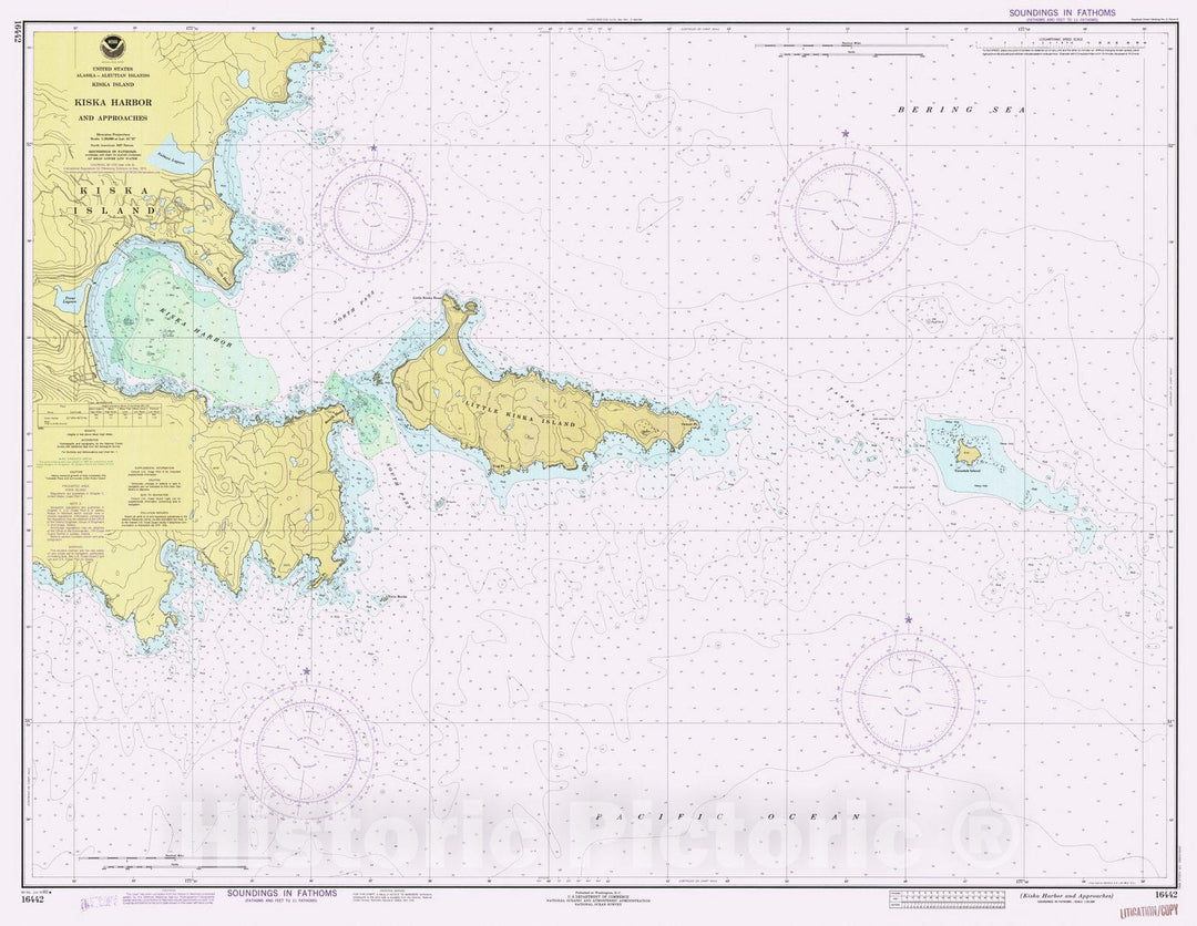 Historic Nautical Map - Kiska Harbor And Approaches, AK, 1980 NOAA Chart - Vintage Wall Art