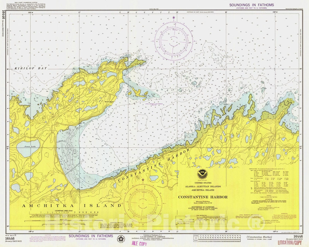 Historic Nautical Map - Constantine Harbor, AK, 1975 NOAA Chart - Vintage Wall Art
