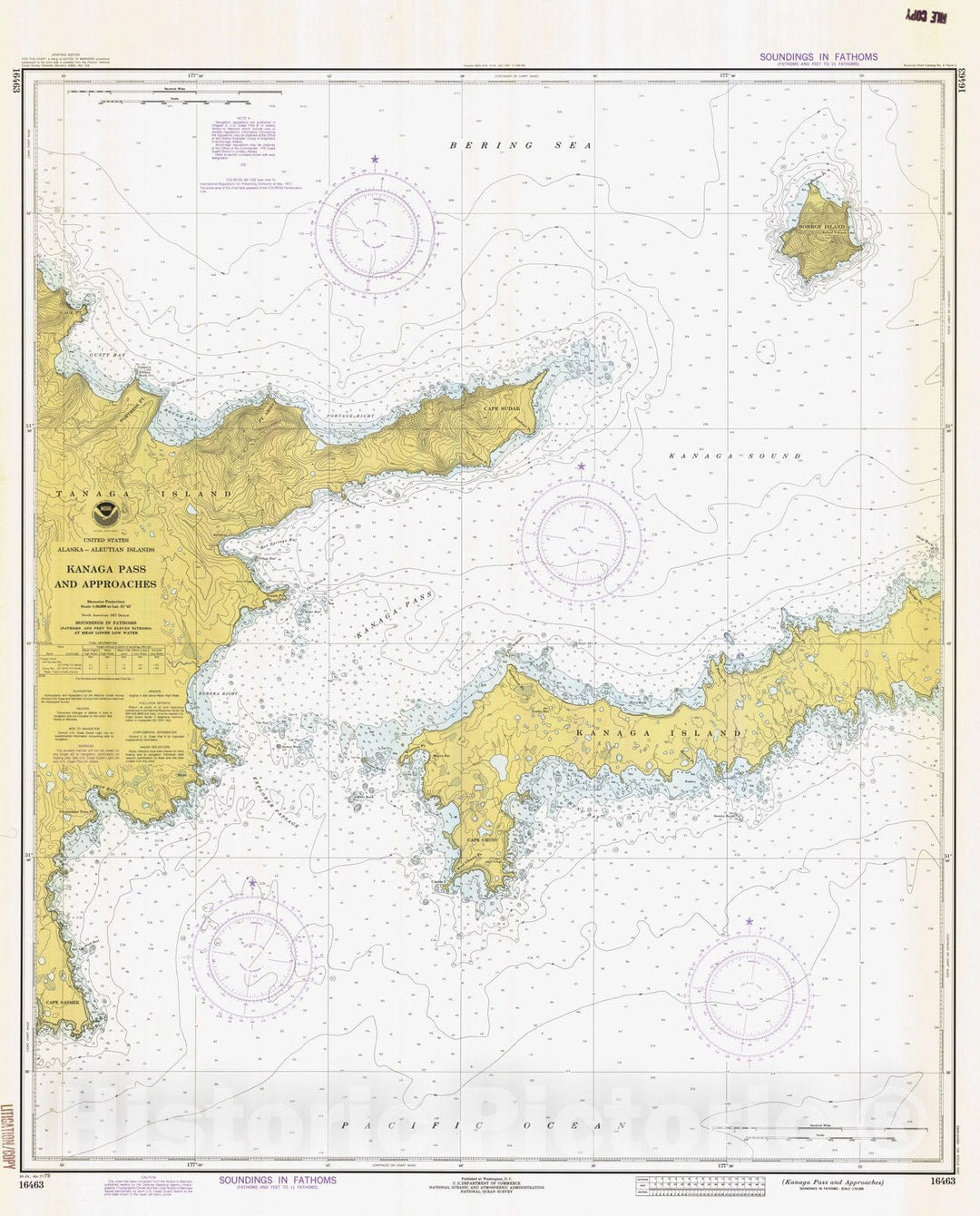Historic Nautical Map - Kanaga Pass And Approaches, AK, 1979 NOAA Chart - Vintage Wall Art