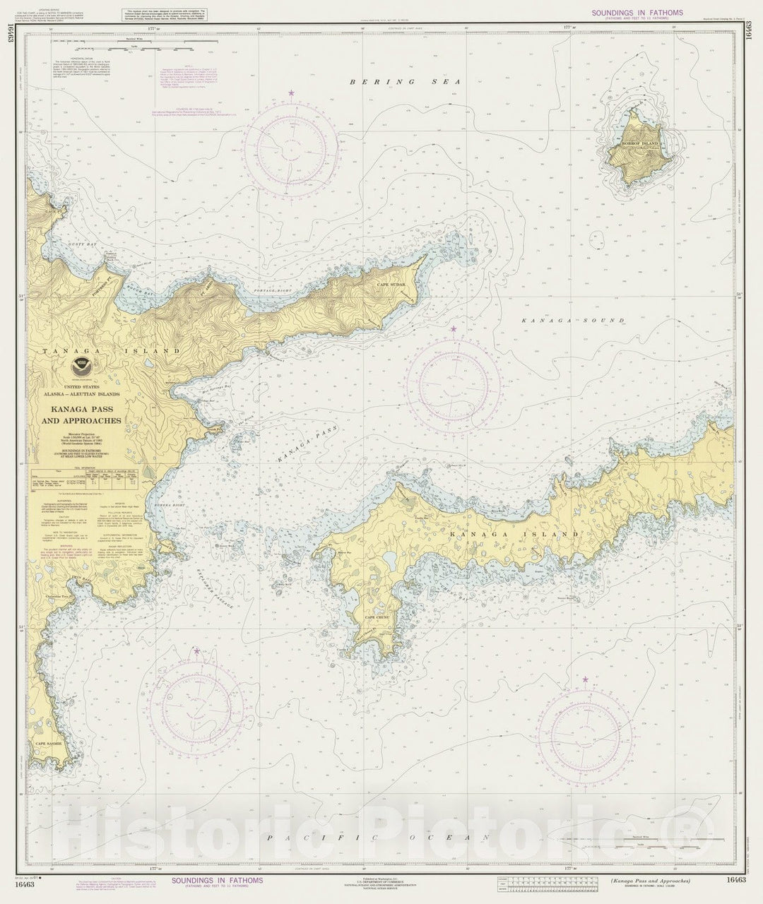 Historic Nautical Map - Kanaga Pass And Approaches, AK, 1991 NOAA Chart - Vintage Wall Art